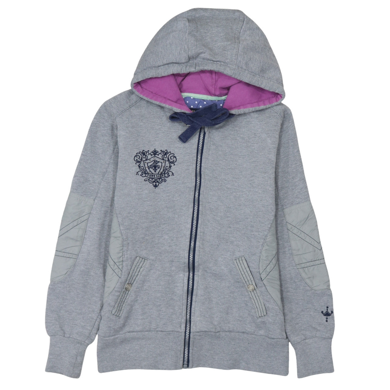 Just Togs Womens Grey Full Zip Hoodie Size 12 M Hooded Sweatshirt