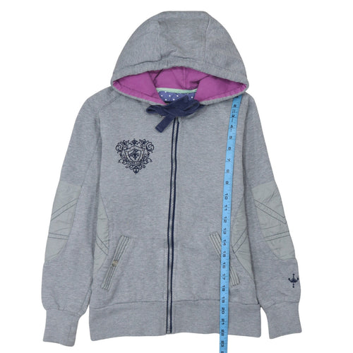 Just Togs Womens Grey Full Zip Hoodie Size 12 M Hooded Sweatshirt
