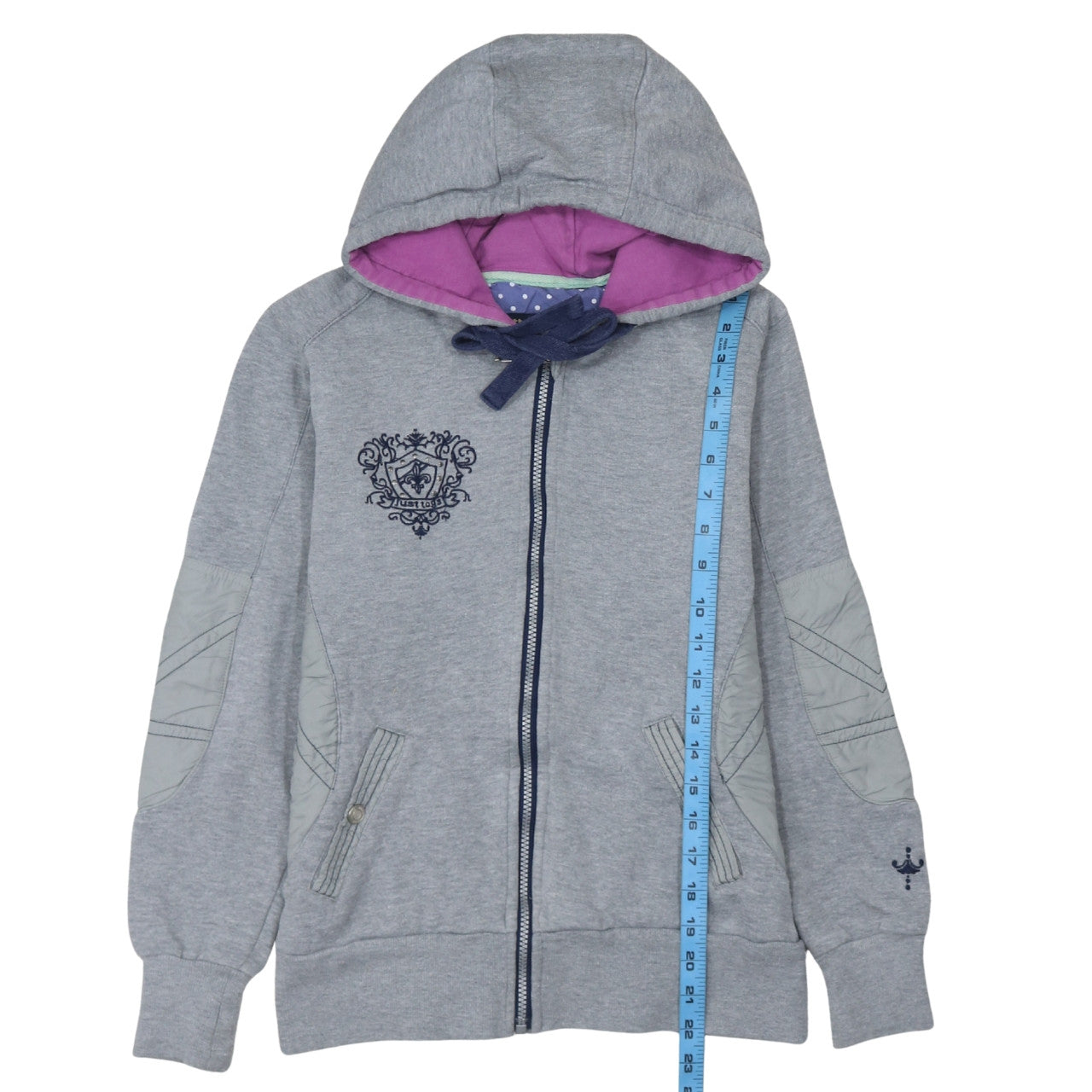 Just Togs Womens Grey Full Zip Hoodie Size 12 M Hooded Sweatshirt