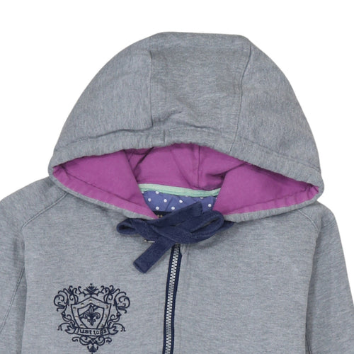 Just Togs Womens Grey Full Zip Hoodie Size 12 M Hooded Sweatshirt