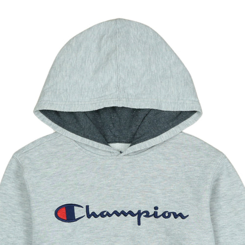 Champion Boys Grey Pullover Hoodie Medium Size with Logo Print