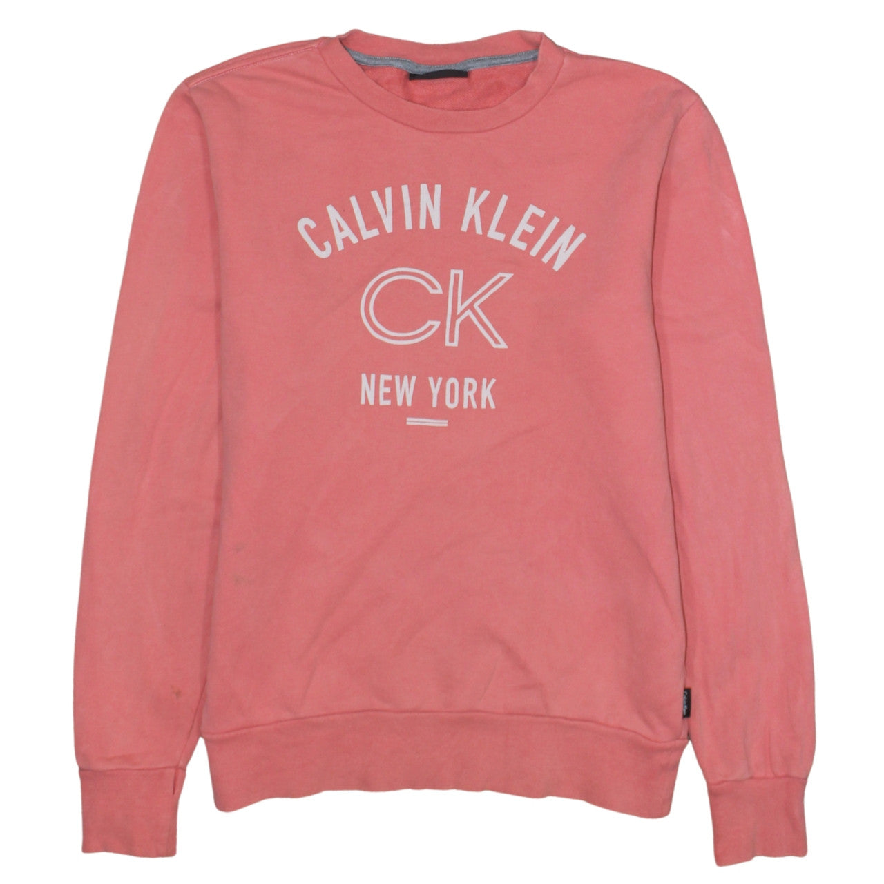 Calvin Klein Womens Pink Sweatshirt Medium Cotton Crew Neck