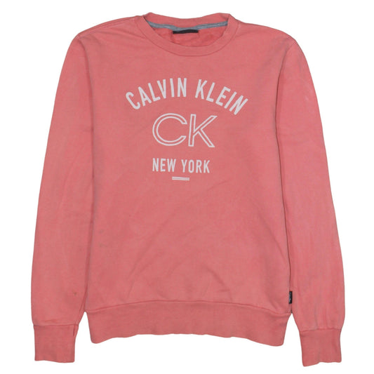 Calvin Klein Womens Pink Sweatshirt Medium Cotton Crew Neck