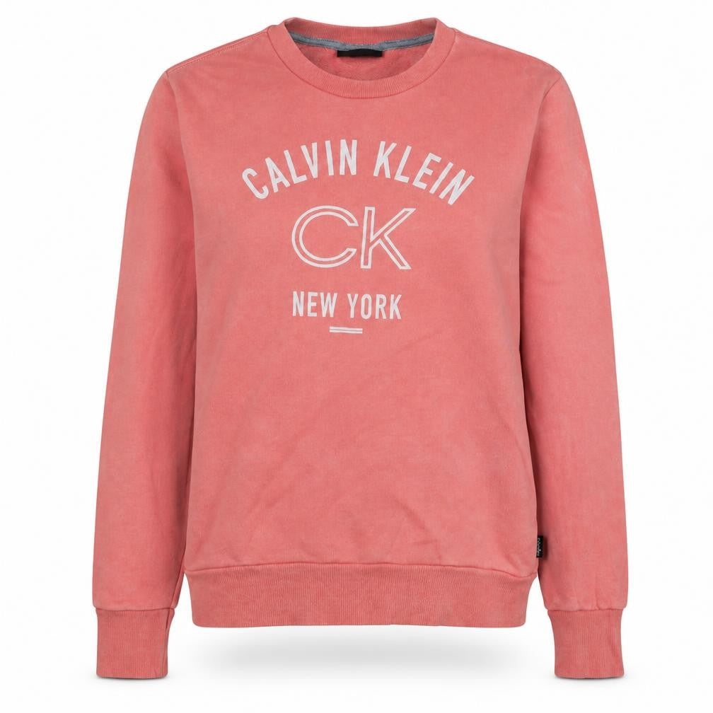 Calvin Klein Womens Pink Sweatshirt Medium Cotton Crew Neck