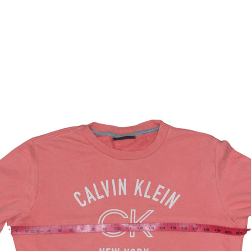 Calvin Klein Womens Pink Sweatshirt Medium Cotton Crew Neck
