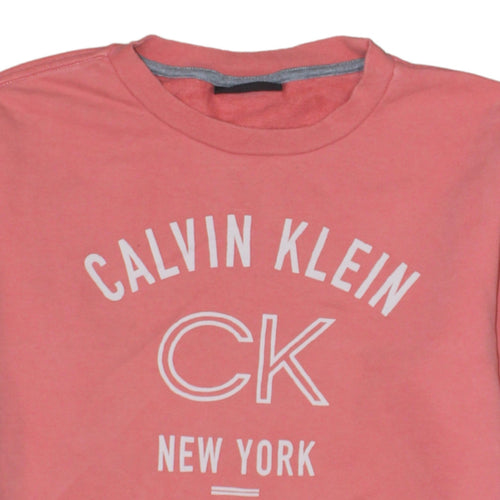 Calvin Klein Womens Pink Sweatshirt Medium Cotton Crew Neck