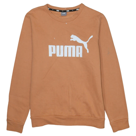 Puma Womens Tan Sweatshirt XL Crew Neck Pullover Logo Casual Top
