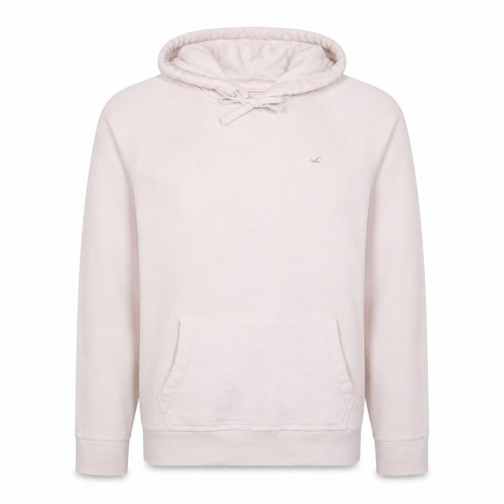 Hollister Men's Beige Pullover Hoodie L Logo Fleece Sweatshirt