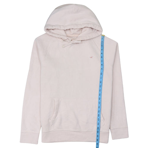 Hollister Men's Beige Pullover Hoodie L Logo Fleece Sweatshirt