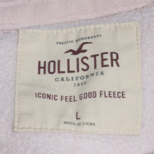 Hollister Men's Beige Pullover Hoodie L Logo Fleece Sweatshirt