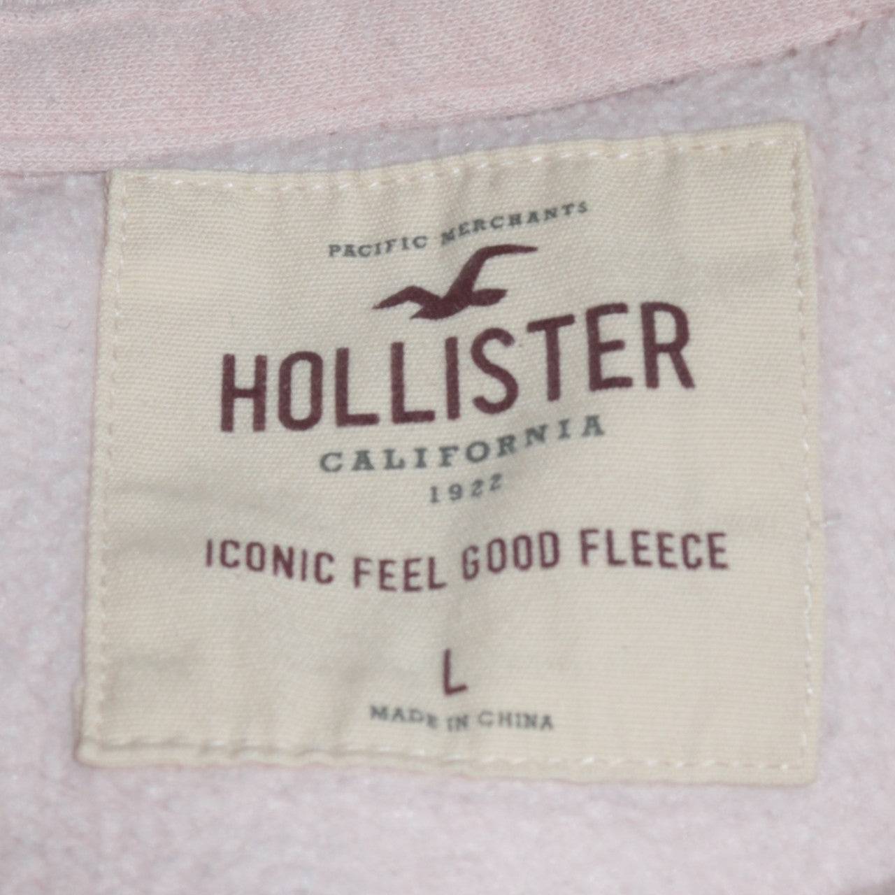 Hollister Men's Beige Pullover Hoodie L Logo Fleece Sweatshirt