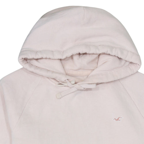 Hollister Men's Beige Pullover Hoodie L Logo Fleece Sweatshirt