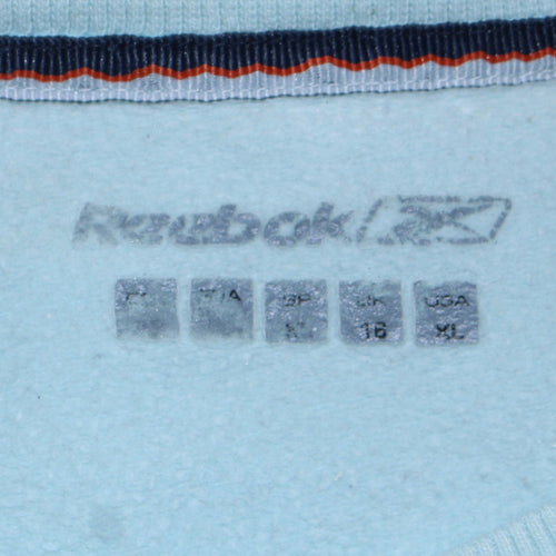 Reebok Women Blue Pullover Sweatshirt XL Logo Print Cotton Casual