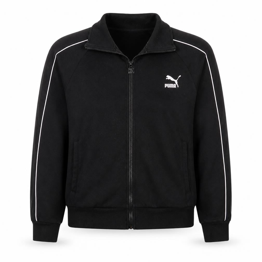 Front view of Puma Women's Black XL Full Zip Logo Sweatshirt Jacket