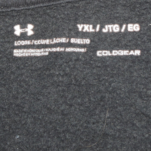 Under Armour Boys Black XL Pullover Hoodie with Logo Fleece ColdGear