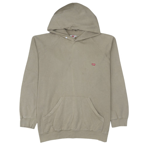 Levi's Men Beige Pullover Hoodie Large Regular Fit Logo Cotton