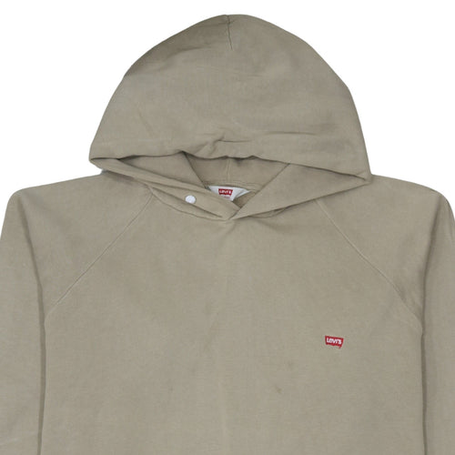 Levi's Men Beige Pullover Hoodie Large Regular Fit Logo Cotton