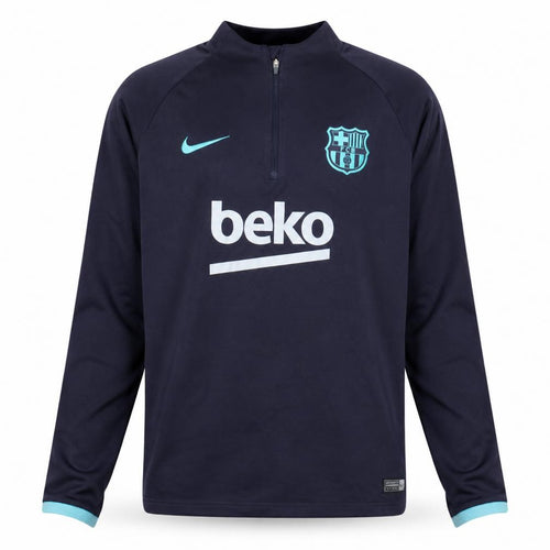 Nike Boys FC Barcelona Navy Blue Dri-Fit 1/4 Zip Sweatshirt XL 13-15 Yrs