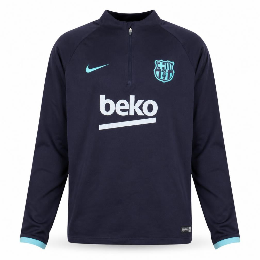 Nike Boys FC Barcelona Navy Blue Dri-Fit 1/4 Zip Sweatshirt XL 13-15 Yrs