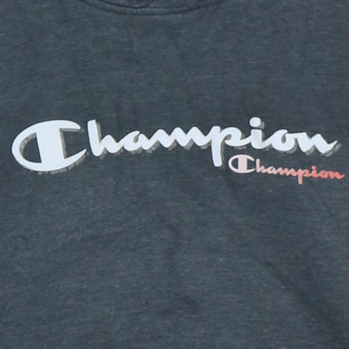 Champion Women's Grey Pullover Hoodie Medium with Logo Design