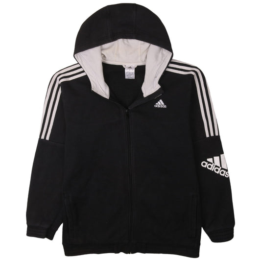 Adidas Men's Black XL Full Zip Hooded Fleece Sports Hoodie