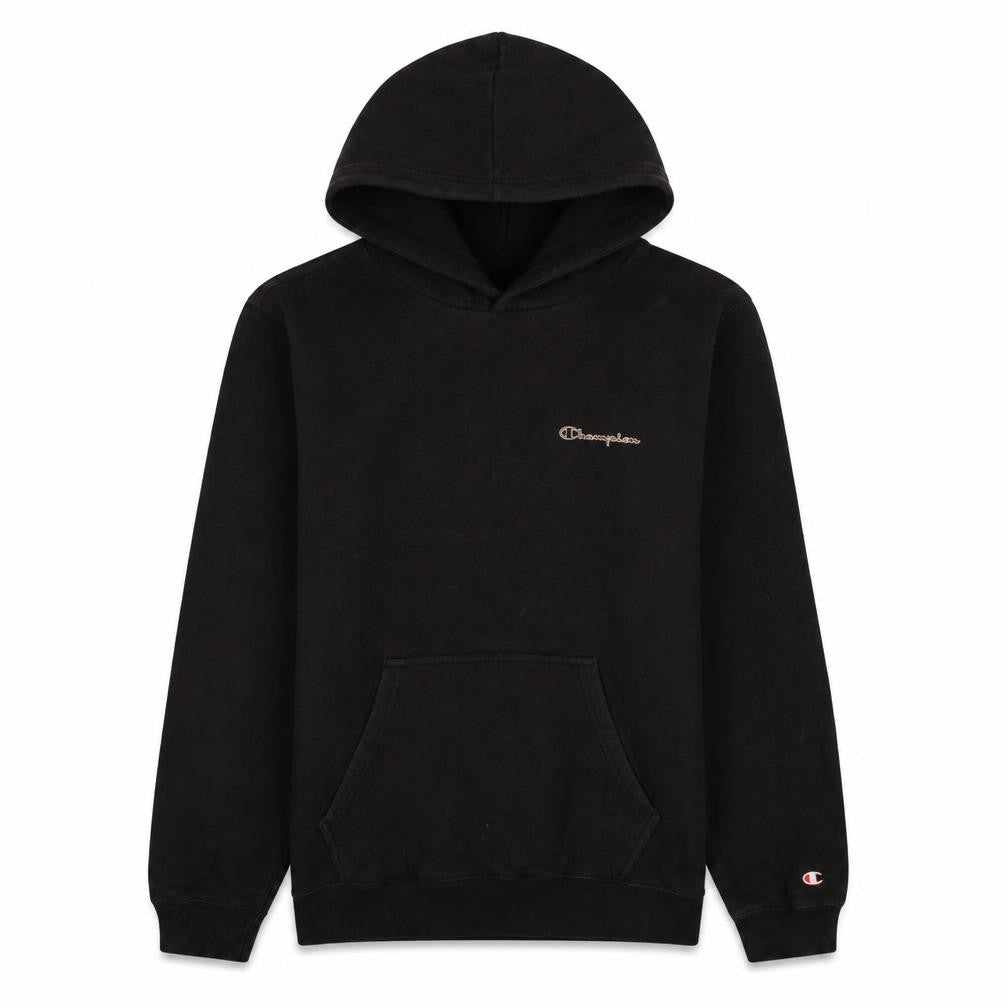 Front view of Champion Men's Black Large Hoodie Pullover Logo Sweatshirt