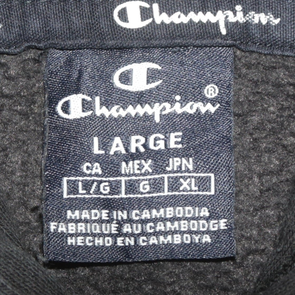 Champion Men's Black Large Hoodie Pullover Logo Sweatshirt