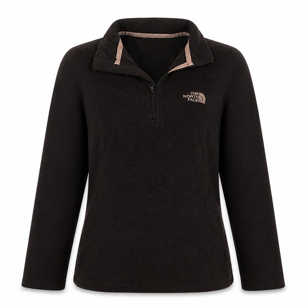 Front view of The North Face women’s black s 1/4 zip fleece pullover sweatshirt