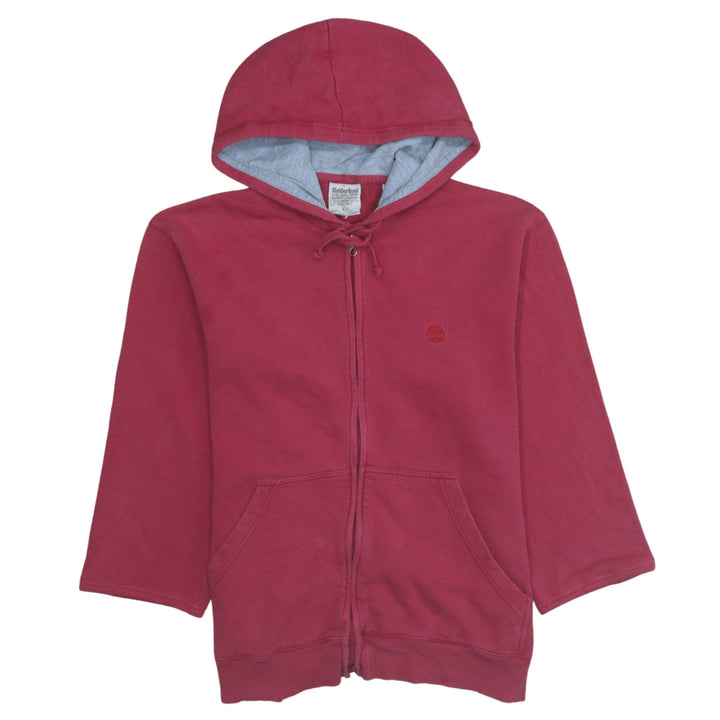 Timberland Men's Red Full Zip Hoodie Size S Regular Fit Fleece