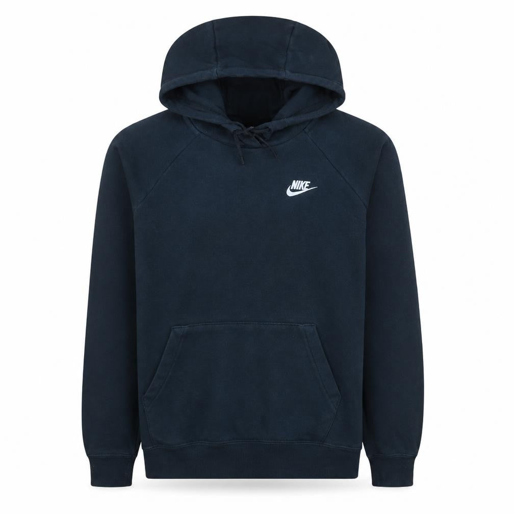 Front view of Nike Men's Blue Pullover Hoodie Small Fleece Logo Sweatshirt