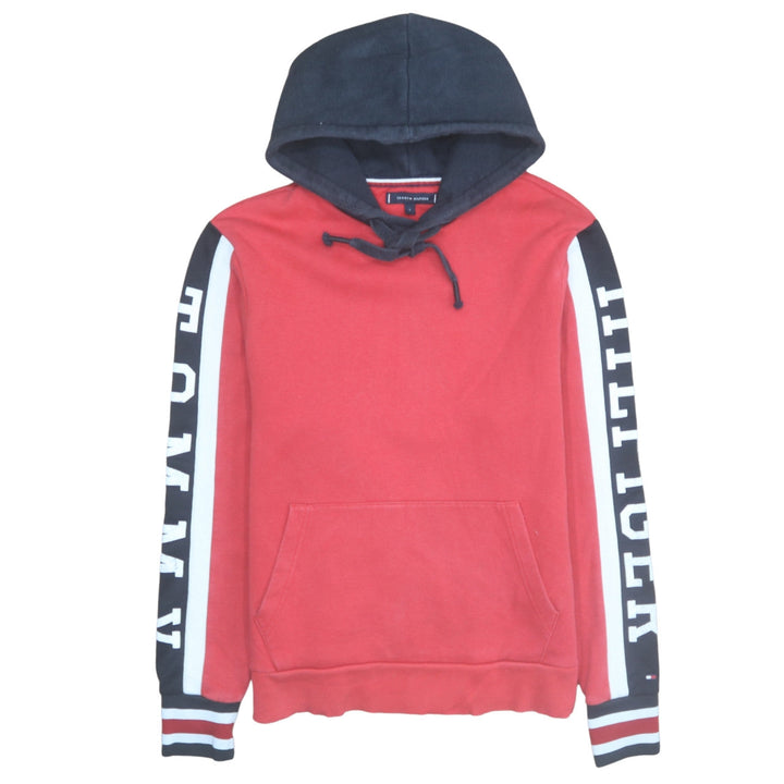 Tommy Hilfiger Men's Red Pullover Hoodie Size S Logo Sleeve