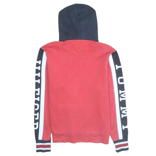 Tommy Hilfiger Men's Red Pullover Hoodie Size S Logo Sleeve