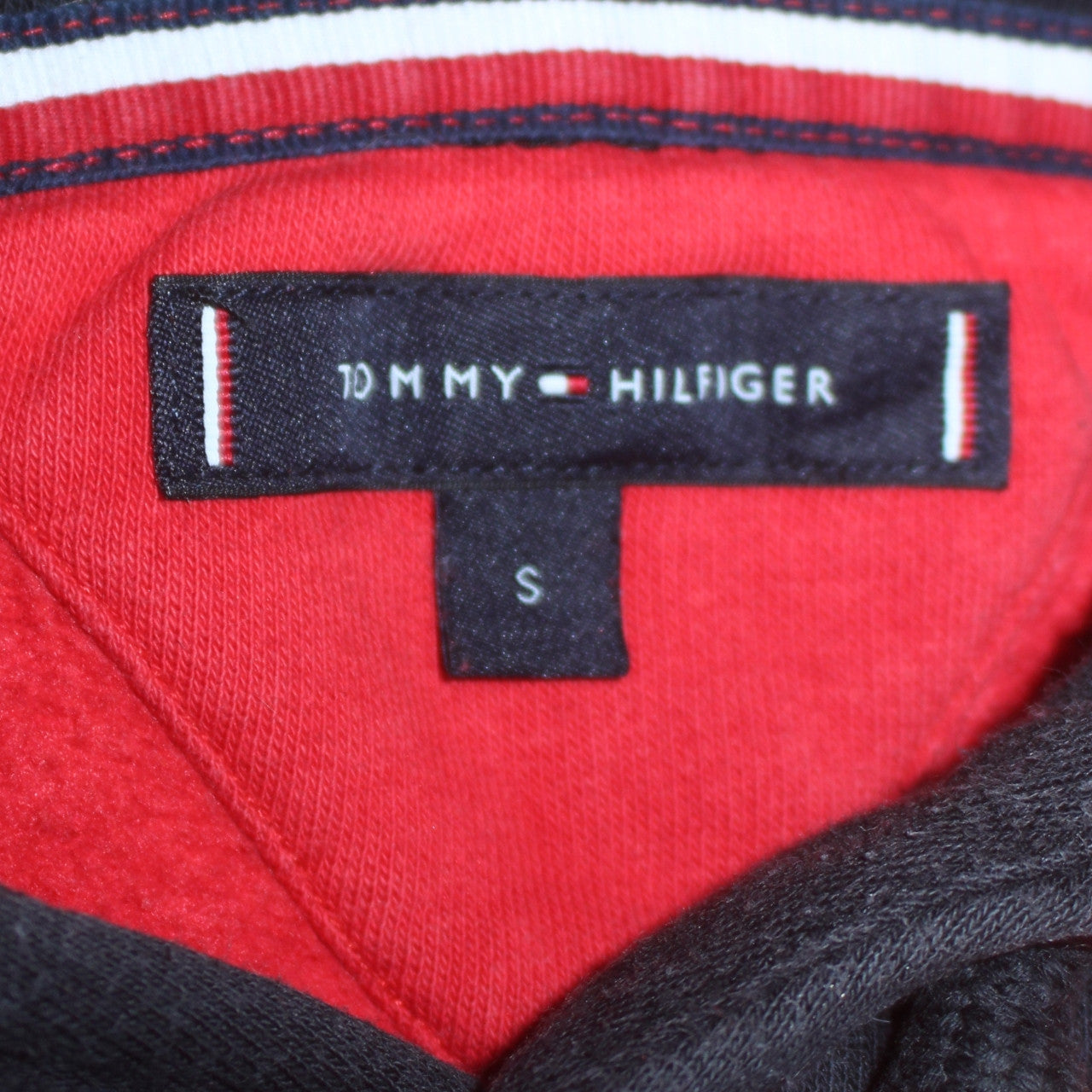 Tommy Hilfiger Men's Red Pullover Hoodie Size S Logo Sleeve