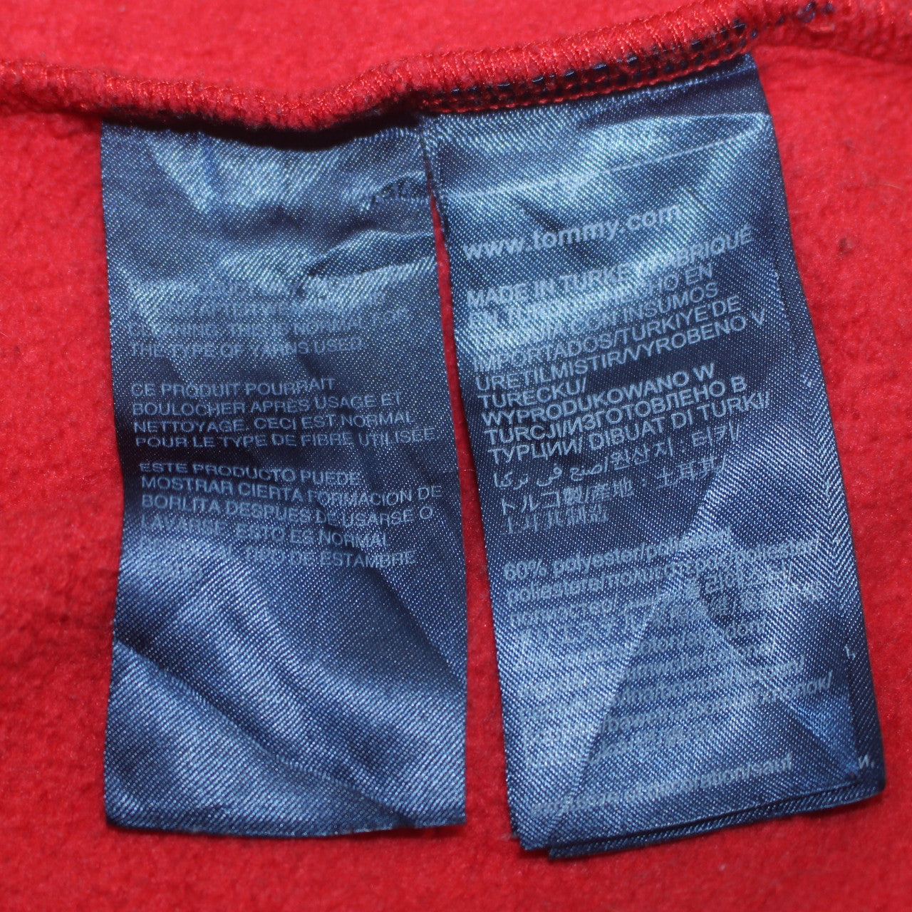 Tommy Hilfiger Men's Red Pullover Hoodie Size S Logo Sleeve