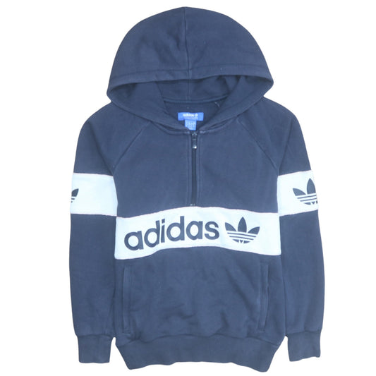 Adidas Womens Navy Blue Hoodie Size 6 1/2 Zip Pullover Sweatshirt