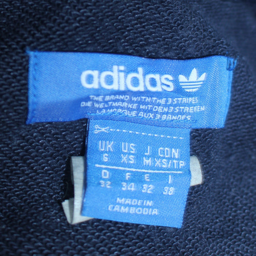 Adidas Womens Navy Blue Hoodie Size 6 1/2 Zip Pullover Sweatshirt