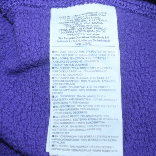 Nike Men's Purple Full Zip Hoodie Size S Fleece Sportswear