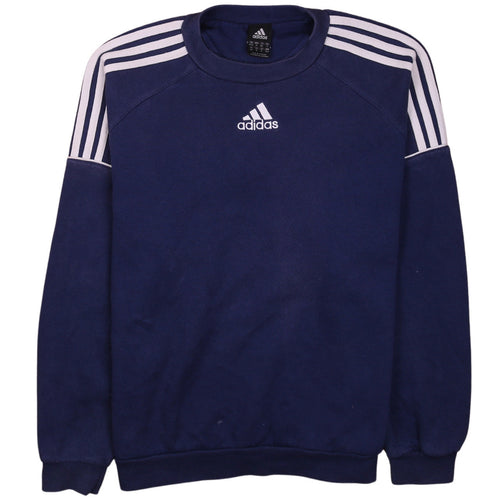 Adidas Mens Blue Crew Neck Pullover Sweatshirt M Sports Logo