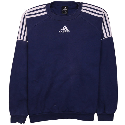 Adidas Mens Blue Crew Neck Pullover Sweatshirt M Sports Logo
