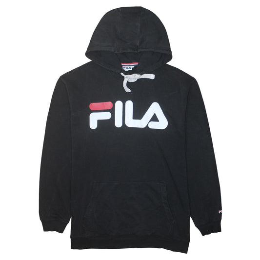 Fila Men's Black Pullover Hoodie L Logo Graphic Sweatshirt
