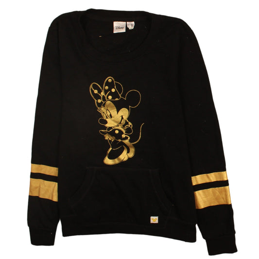 Disney Women Black Gold Minnie Mouse Pullover Sweatshirt Size S