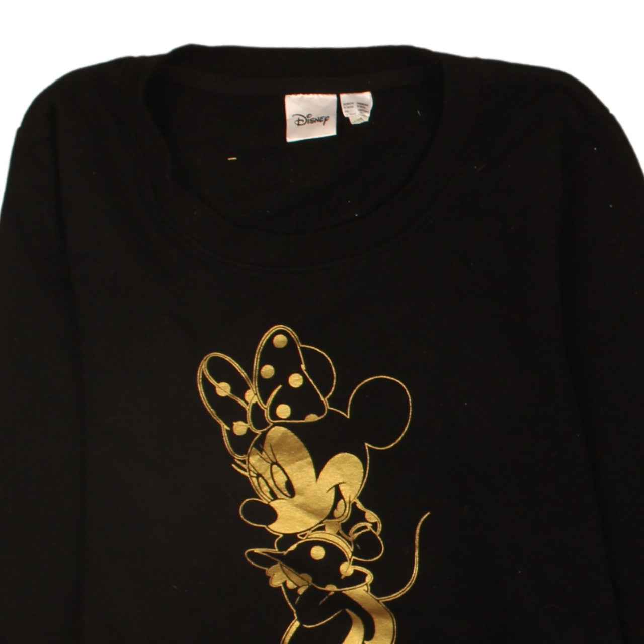 Disney Women Black Gold Minnie Mouse Pullover Sweatshirt Size S