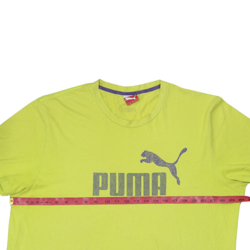 Puma Men's Yellow 2XL Sports Logo Short Sleeve T-Shirt