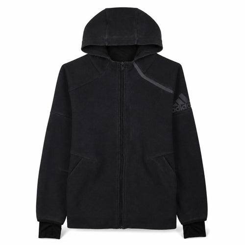 Adidas Boys Black Full Zip Hoodie Size 11-12 Years Hooded Fleece