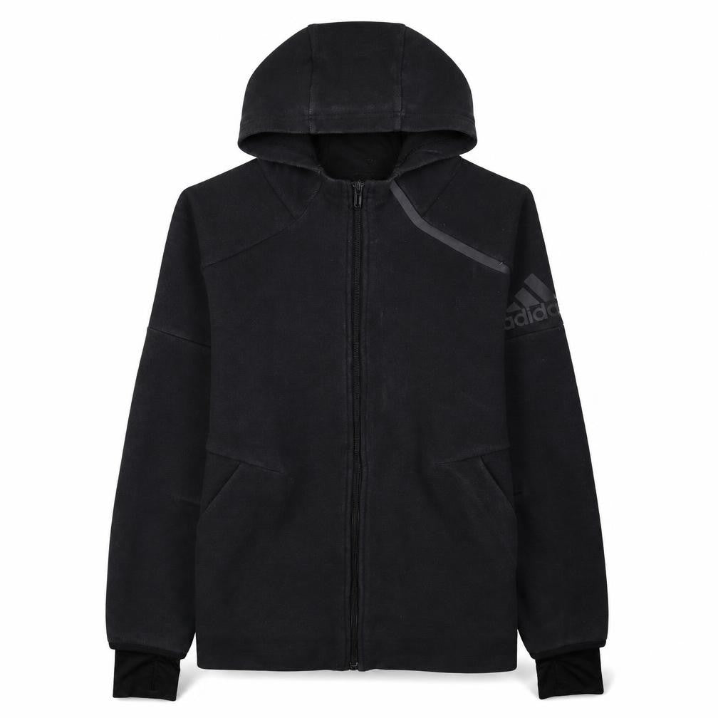 Adidas Boys Black Full Zip Hoodie Size 11-12 Years Hooded Fleece