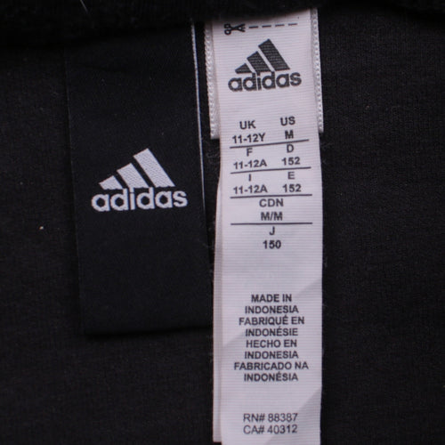 Adidas Boys Black Full Zip Hoodie Size 11-12 Years Hooded Fleece