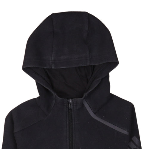 Adidas Boys Black Full Zip Hoodie Size 11-12 Years Hooded Fleece