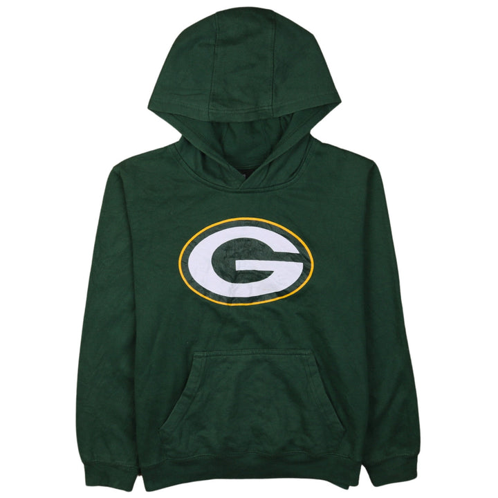 NFL Team Apparel Boys Green Pullover Hoodie Size 10-12 Graphic Print Cotton