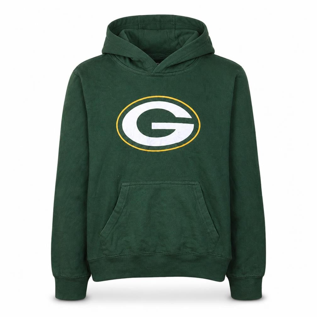 NFL Team Apparel Boys Green Pullover Hoodie Size 10-12 Graphic Print Cotton
