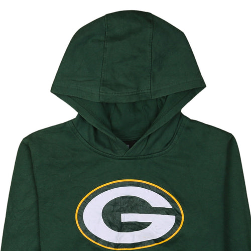 NFL Team Apparel Boys Green Pullover Hoodie Size 10-12 Graphic Print Cotton